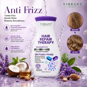 Vibrant Beauty Hair Repair Therapy Shampoo For Anti-Frizz (Silk Protein + Keratin) (400ml)