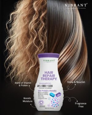 Vibrant Beauty Hair Repair Therapy Shampoo For Anti-Frizz Silk Protein + Keratin (400ml)