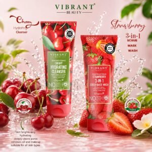 Vibrant Beauty Cherry Hydrating Cleanser + Strawberry 3in1 Scrub-Mask-Wash (200ml)