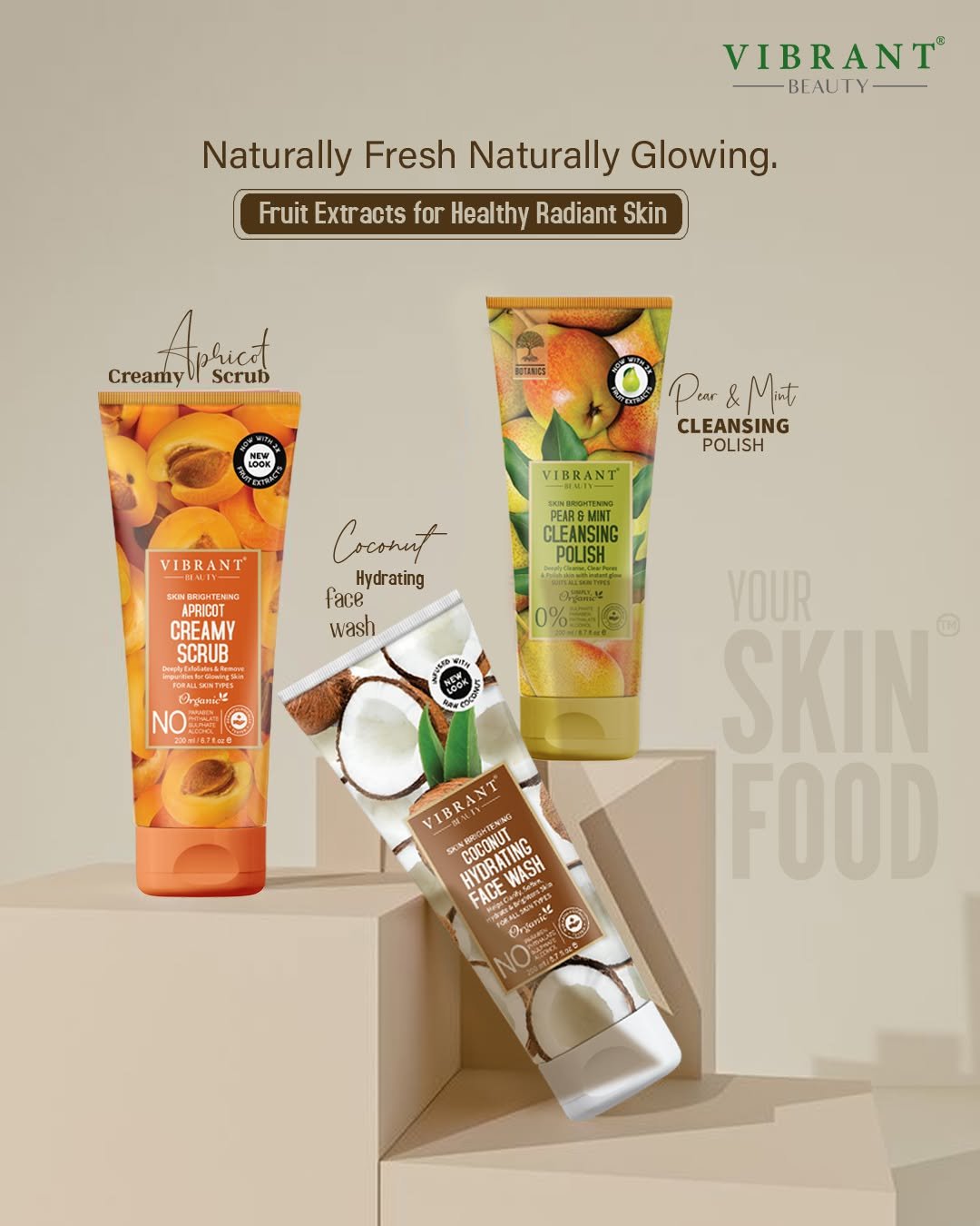 Vibrant Beauty Fruity Extracts Kit For Healthy Radiant Skin (200ml) Pack of 3