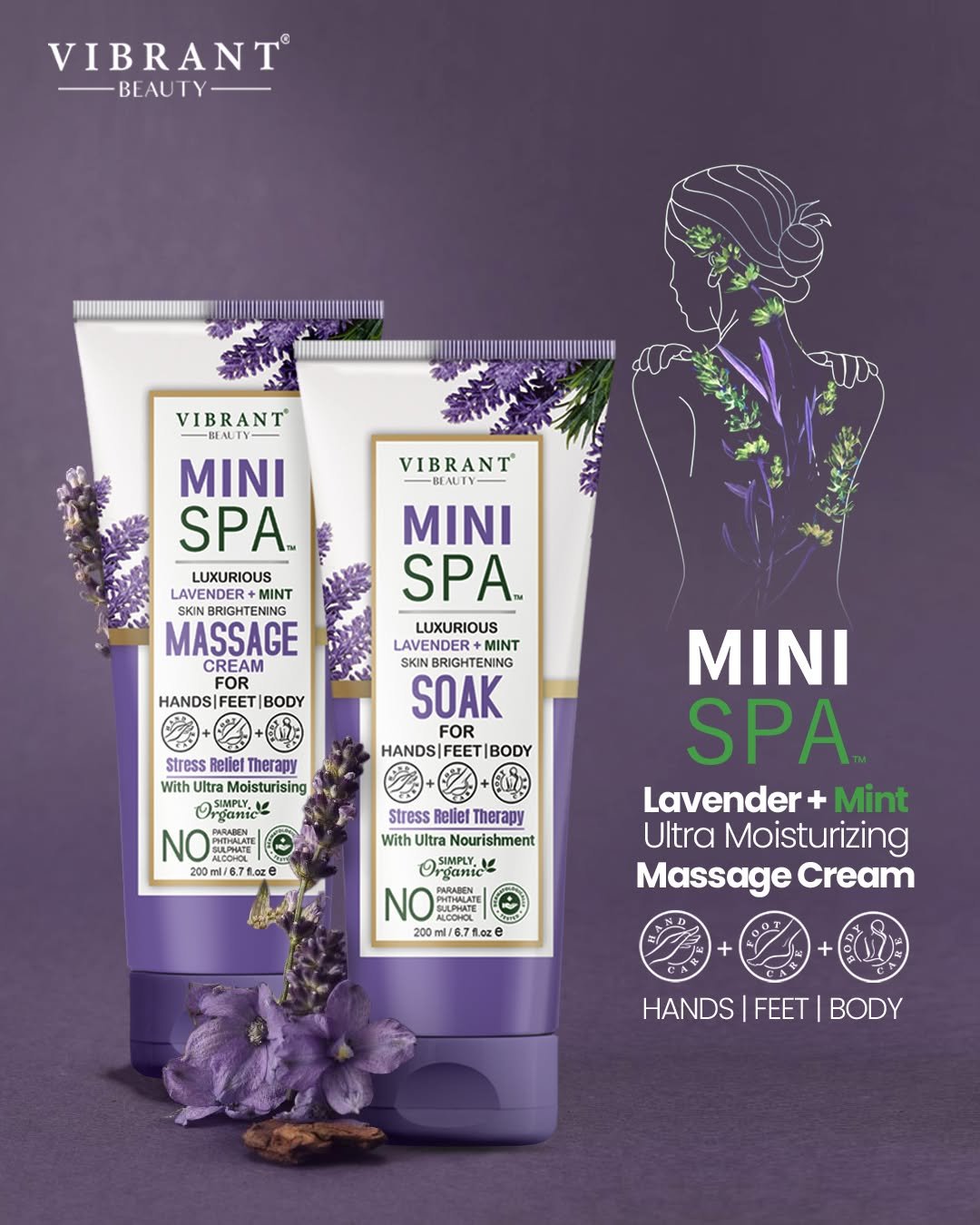Vibrant Beauty Mini Spa Massage Cream + Soak (200ml)