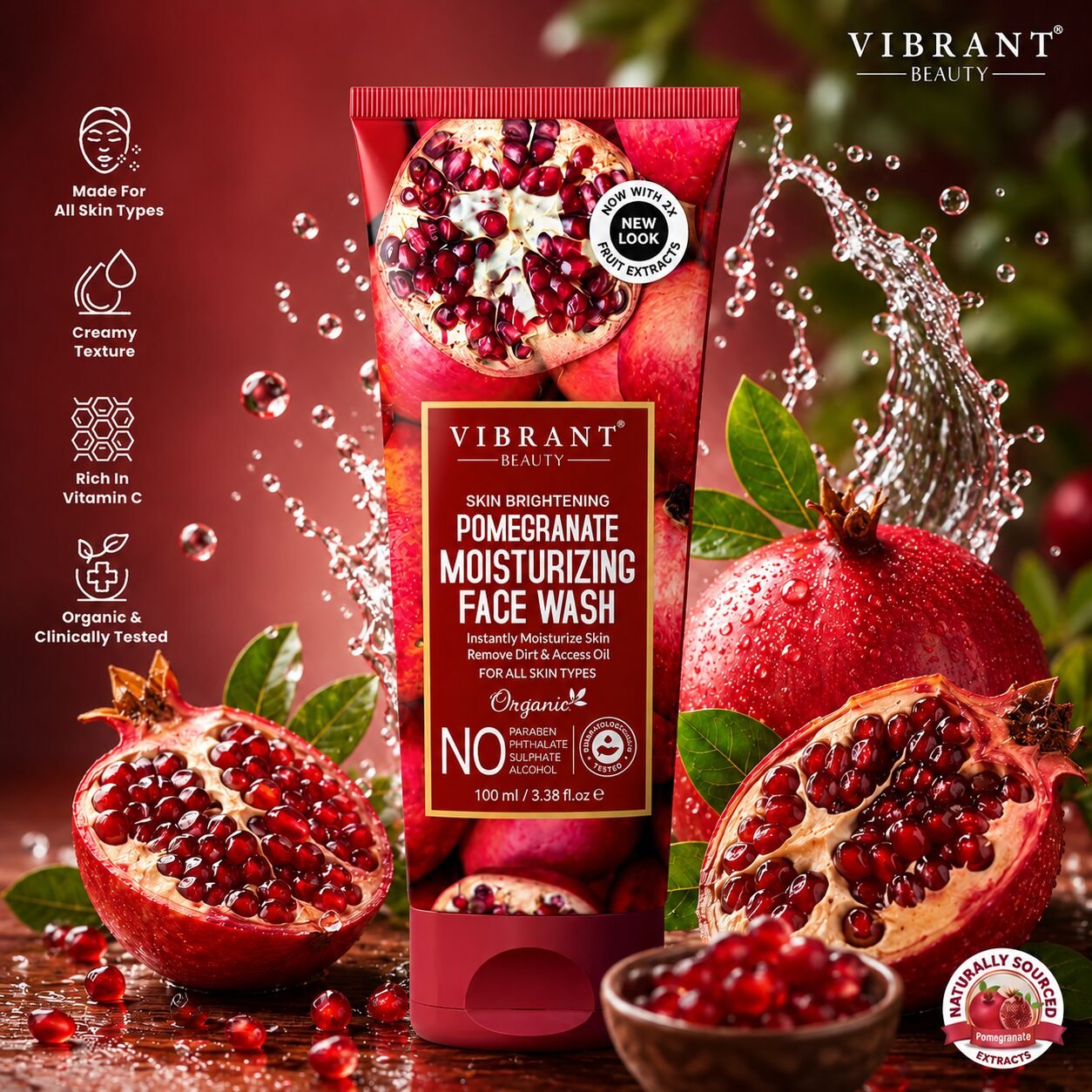 Vibrant Beauty Pomegranate Moisturizing Face Wash (100ml)