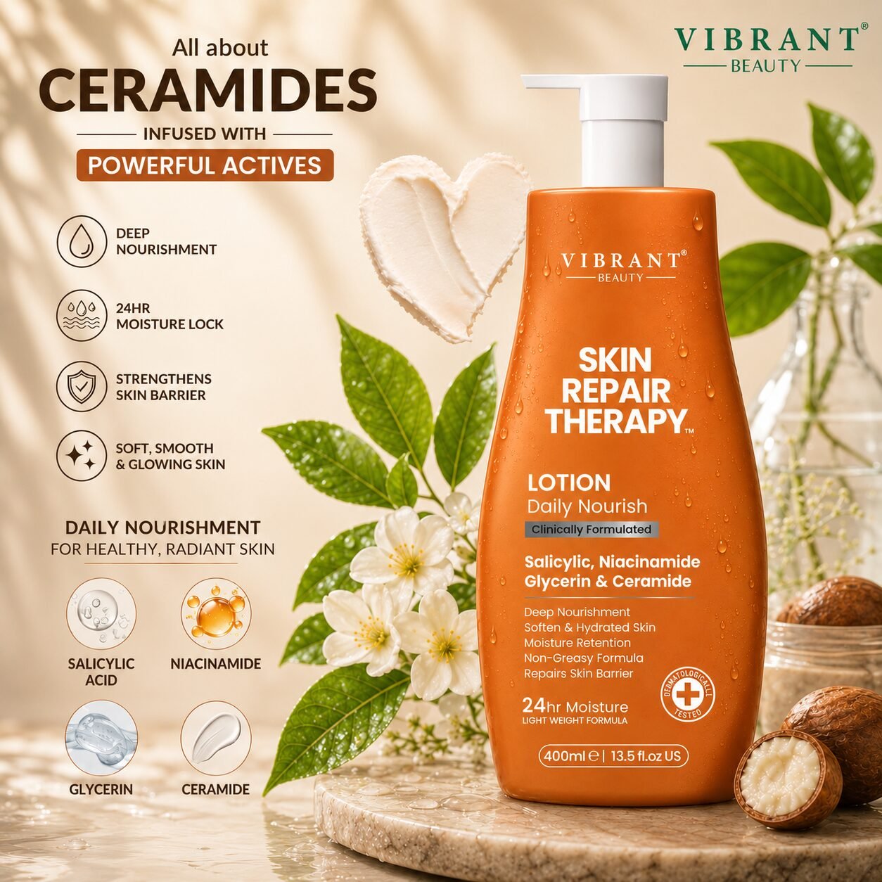 Vibrant Beauty Skin Repair Therapy Daily Nourish Lotion (400ml)
